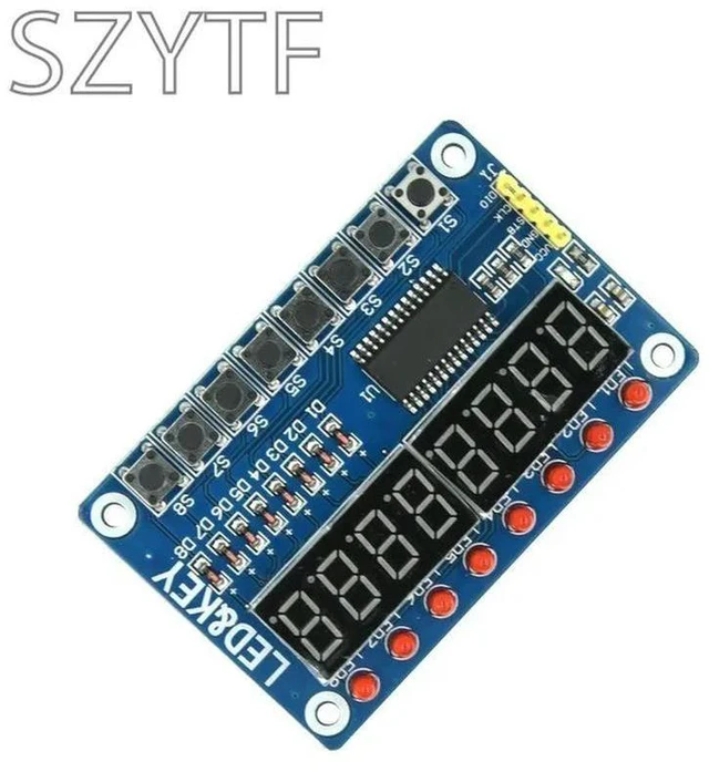 Alt view image 2 of 3 - TM1638 8-Digit 7-Segment LED Display Module with 8-Key Input for STM32