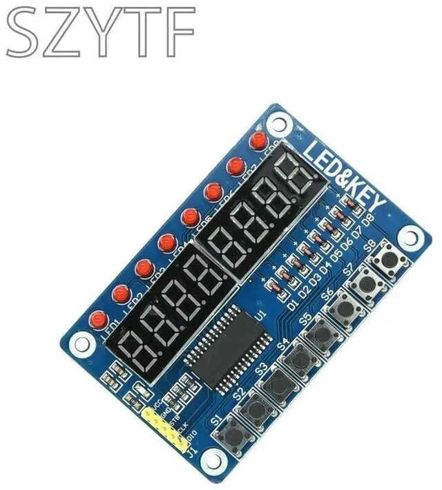 Alt view image 3 of 3 - TM1638 8-Digit 7-Segment LED Display Module with 8-Key Input for STM32
