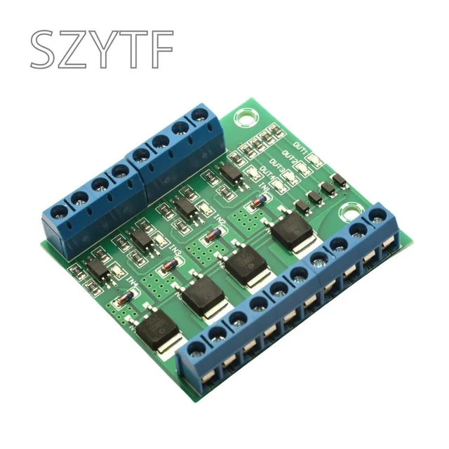 Alt view image 2 of 3 - 3-20V to 3.7-27VDC 10A PWM 4-Channel MOS FET Module PLC Amplifier Circuit Board Driver Module