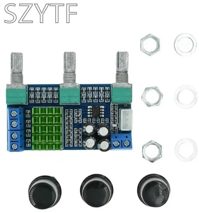 Main image of DC 12V 24V 80W X 2 Dual Channel Digital Audio TPA3116D2 Treble Bass Regulating Preset Pre Amplifier Board Module XH-M567