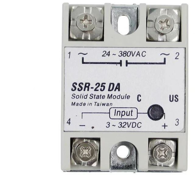 Main image of 1pcs SSR-25DA 25A Solid State Relay Module 3-32V DC Input 24-380VAC