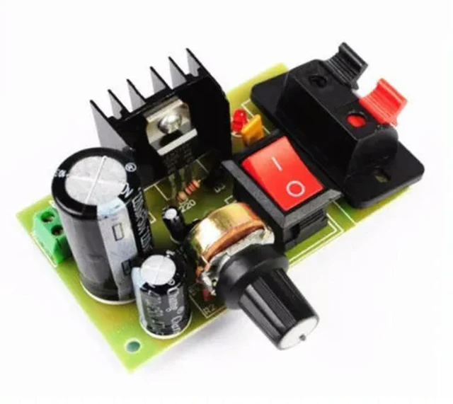 Main image of LM317 DIY Kit Step Down Power Supply Module Adjustable Voltage Regulator Switch Resettable Fuse Electrolytic Capacitor Board