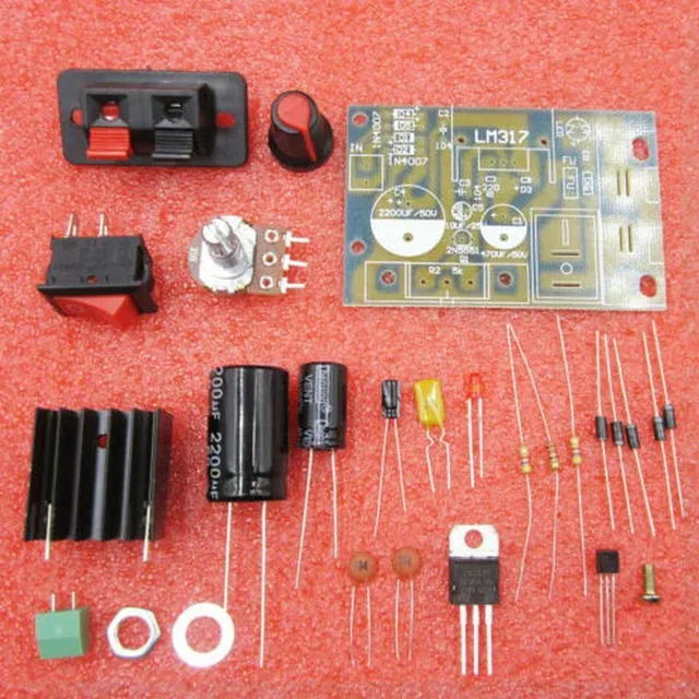Alt view image 2 of 2 - LM317 DIY Kit Step Down Power Supply Module Adjustable Voltage Regulator Switch Resettable Fuse Electrolytic Capacitor Board