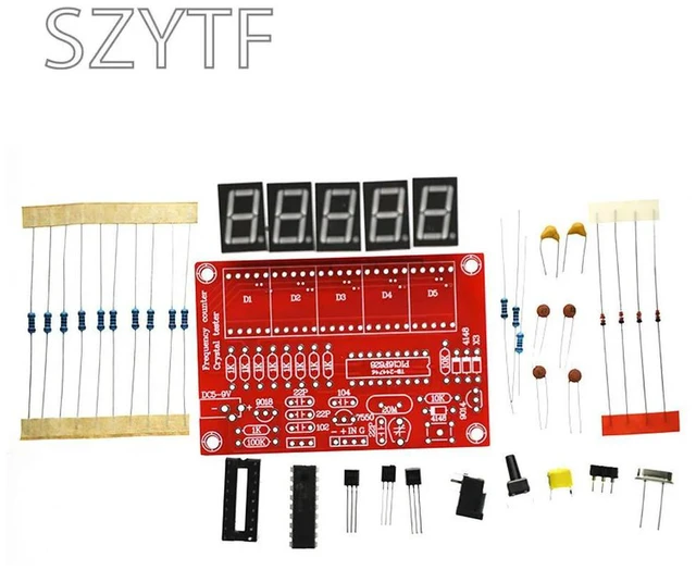 Main image of DIY Frequency Counter Kit - 1Hz to 50MHz, LED Display, for RF & Crystal Oscillator