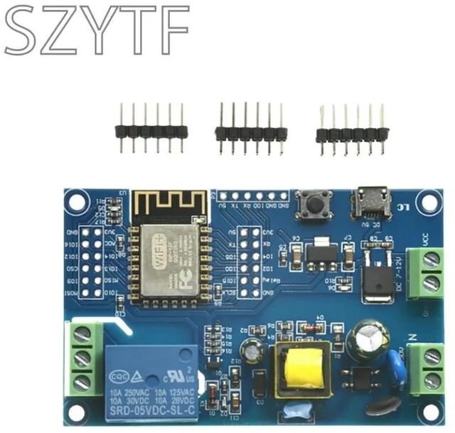 Main image of AC/DC Relay Module, ESP8266 ESP-12F Single Channel With Power Supply For Switch DIY IoT Automation