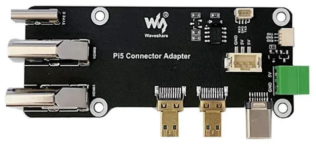 Alt view image 2 of 3 - Raspberry Pi 5/4B Micro HDMI To HDMI Easy Adapter board Dual 4K Outputs All Ports To Pi's USB Side UART