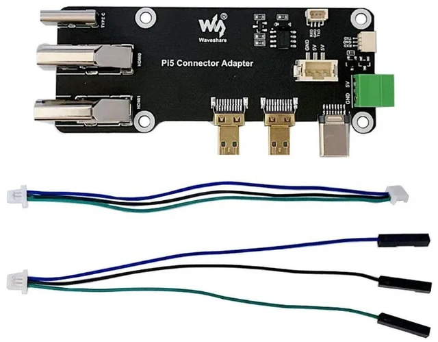 Main image of Raspberry Pi 5/4B Micro HDMI To HDMI Easy Adapter board Dual 4K Outputs All Ports To Pi's USB Side UART