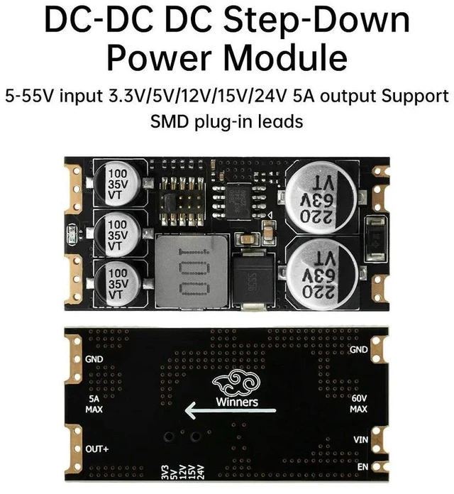 Main image of DC-DC DC Step-Down Power Module 5-55V Input 3.3V/5V/12V/15V/24V 5A Output Support SMD Plug-in Leads Buck Converter