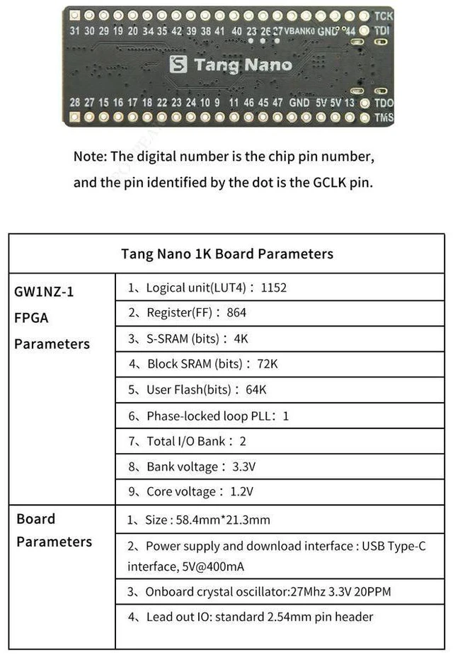 Alt view image 3 of 3 - Sipeed Lichee Tang Nano1K FPGA Development Board GW1NZ-LV1 1152 LUT4 USB-C JTAG Programmable Breadboard Friendly for Beginners