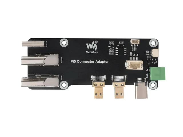 Alt view image 3 of 3 - Waveshare Micro HDMI to HDMI Multifunctional Adapter for Raspberry Pi 5/4B, Two Power Supply Supports Dual 4K Outputs