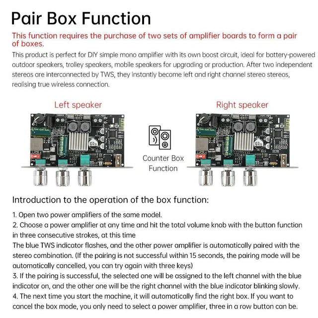 Alt view image 3 of 3 - ZK-1001U 100W BT Mono Amplifier Board Module DC 9-24V Home Theater TPA3116D2 Female Socket 5.5*2.1 Interface