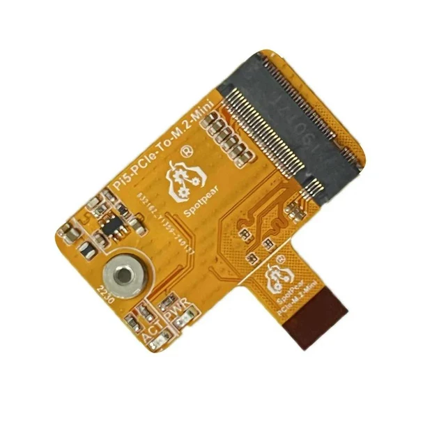 Alt view image 2 of 3 - Pi5-PCIe-2230 Raspberry Pi 5 PCIe to M.2 NVMe SSD Mini One-Body Board HAT Integrated-FPC Differential Matching Design