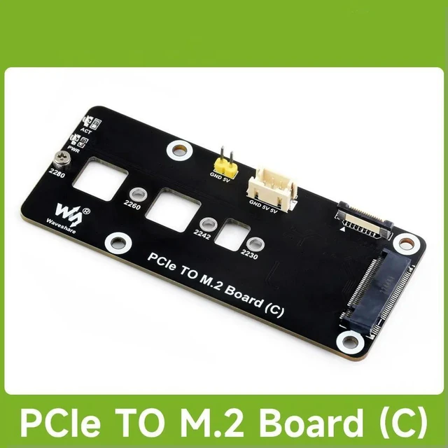Main image of Waveshare PCIe To M.2 Adapter Board (C) for Raspberry Pi 5, for 2280 / 2260 / 2242 / 2230 size NVMe Protocol M.2 SSD