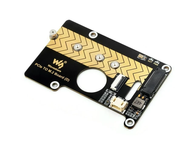 Alt view image 3 of 3 - Waveshare Raspberry Pi 5 PCIe To M.2 Adapter Board (D), Compatible with 2280/2260/2242/2230 size NVMe Protocol M.2 SSD for PI5