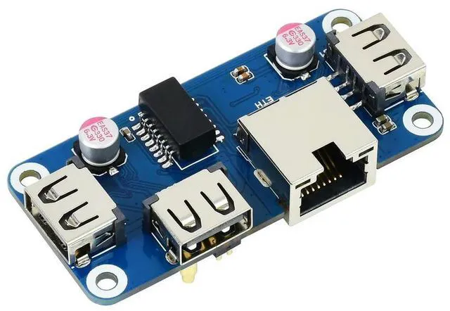 Alt view image 2 of 3 - Waveshare Ethernet / USB HUB HAT (B) for Raspberry Pi 5/4B/3B, 1x RJ45 Ethernet Port, for Raspberry Pi 5/4B/3B/Pi Zero/Zero W