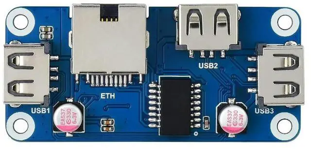 Alt view image 3 of 3 - Waveshare Ethernet / USB HUB HAT (B) for Raspberry Pi 5/4B/3B, 1x RJ45 Ethernet Port, for Raspberry Pi 5/4B/3B/Pi Zero/Zero W