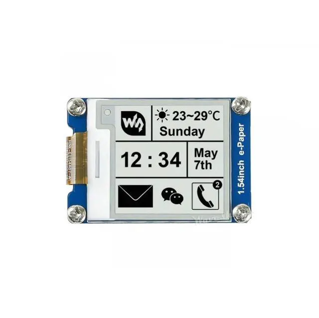 Alt view image 2 of 3 - Waveshare 1.54inch E-Ink display black/white e-paper 200x200 resolution SPI interface, for Raspberry Pi/ESP32/
