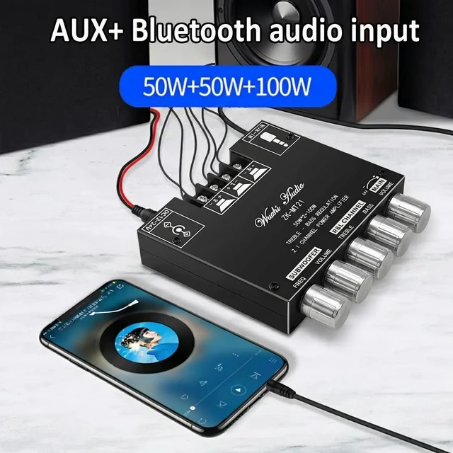 Alt view image 3 of 3 - WOOPKER ZK-MT21 Sound Amplifier Module 2x50W+100W 2.1 Channel Subwoofer Bluetooth 5.0 Digital Power Amplifier Board AUX 12V/24V