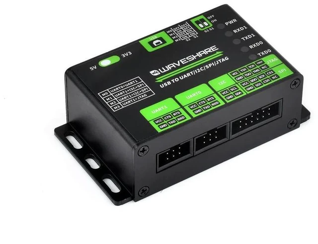 Alt view image 3 of 3 - Waveshare USB To UART/I2C/SPI/JTAG Converter, Supports Multiple Interfaces, Compatible with 3.3V and 5V, Multiple Systems