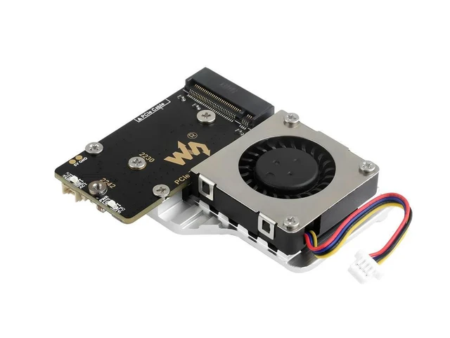 Alt view image 2 of 3 - Waveshare PCIe To M.2 Adapter Board (E) For Raspberry Pi 5, Cooling Fan, High-speed Reading/Writing, Raspberry Pi 5 NVMe