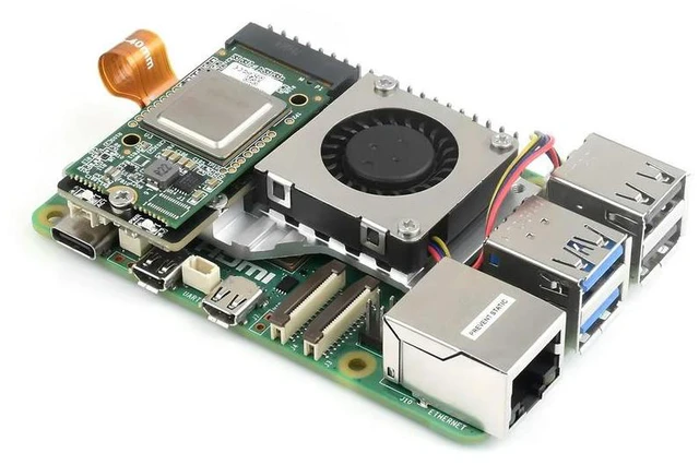 Alt view image 3 of 3 - Waveshare PCIe To M.2 Adapter Board (E) For Raspberry Pi 5, Cooling Fan, High-speed Reading/Writing, Raspberry Pi 5 NVMe