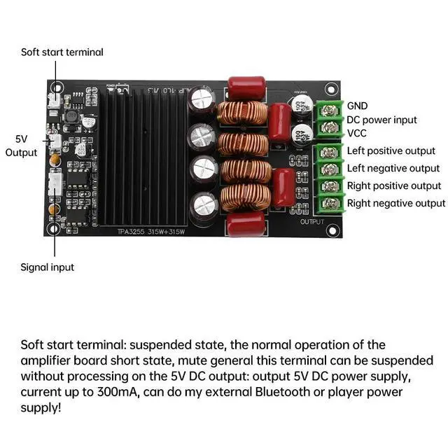 Alt view image 2 of 3 - TPA3255 600W Digital Sound Amplifier Board Fever HIFI 2X300W Audio Amplifier Module Dual Channel Stereo Class D Amp High Power