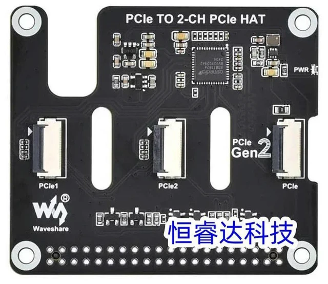 Alt view image 3 of 3 - Raspberry Pi 5 PCIe to 2-CH PCIe FFC Dual PCIe HAT Expansion Board Pi5 Double 16PIN PCIe interface can stack for Raspberry Pi 5