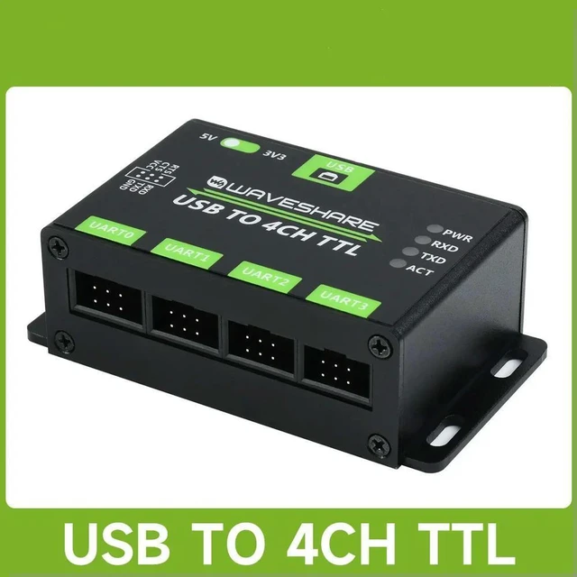 Main image of Waveshare Industrial USB TO 4CH TTL Converter, USB To UART, Multi Protection & Systems Support, Stable Transmission