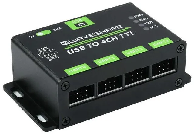 Alt view image 2 of 3 - Waveshare Industrial USB TO 4CH TTL Converter, USB To UART, Multi Protection & Systems Support, Stable Transmission