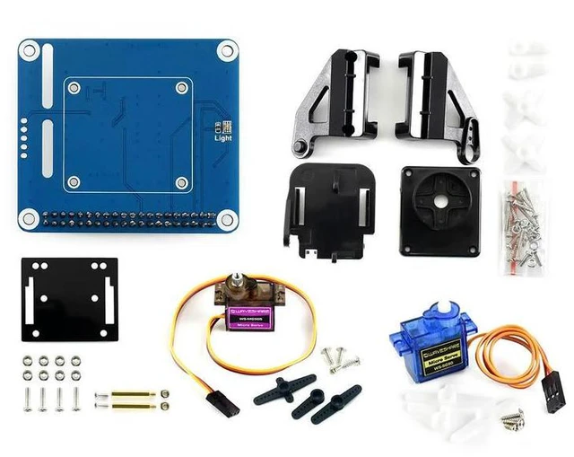 Main image of Waveshare 2-DOF Pan-Tilt HAT for Raspberry Pi Light Intensity Sensing I2C Interface PCA9685 PWM chip TSL2581 light sensor