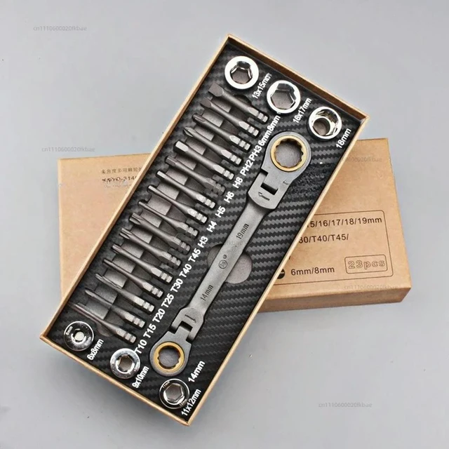 Alt view image 2 of 3 - 1Set Multifunctional Ratchet Spanner Set Flexible Head Ratchet Double Box Wrench Socket Screwdriver Bits Auto Repairing Tool
