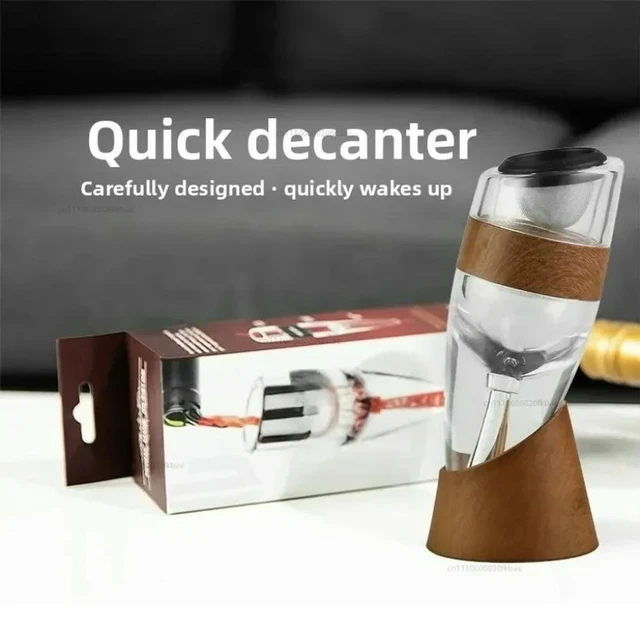 Alt view image 2 of 3 - Slant Mouthed Red Wine Magic Quick Decanter, Wood Grain Red Wine Glass, Wine Dispenser