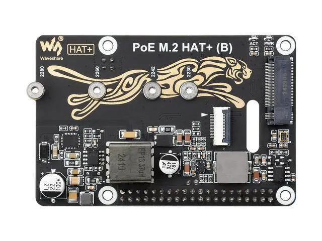 Alt view image 2 of 3 - Waveshare PCIe To M.2 Adapter With PoE Function (B) For Raspberry Pi 5, Supports NVMe Protocol M.2 Solid State Drive High-speed