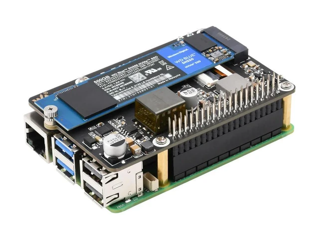 Alt view image 3 of 3 - Waveshare PCIe To M.2 Adapter With PoE Function (B) For Raspberry Pi 5, Supports NVMe Protocol M.2 Solid State Drive High-speed