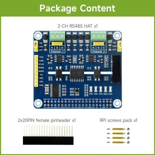 Main image of Waveshare 2-Channel Isolated RS485 Expansion HAT With Multi Onboard Protection Circuits. for Raspberry Pi