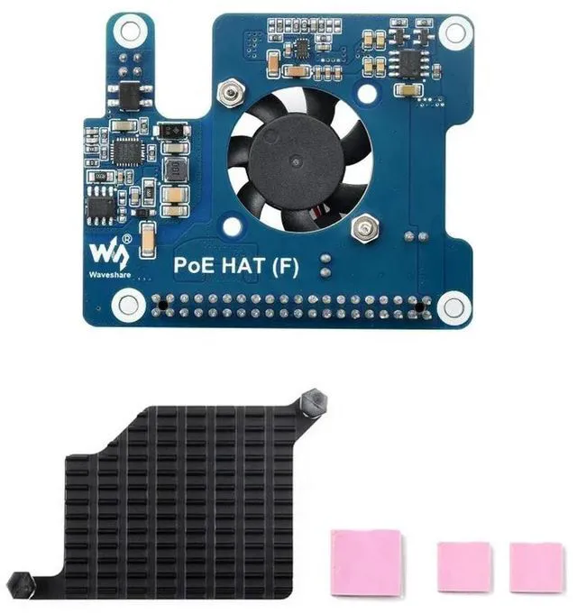 Main image of Raspberry Pi 5 PoE HAT (F) 802.3af/at High Power Power Over Ethernet Onboard Cooling Fan with l Heatsink for RPi 5 Pi5