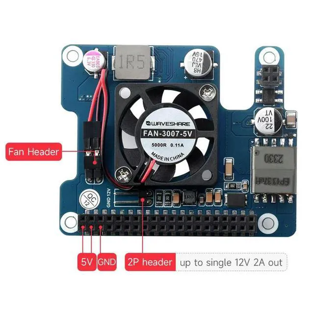 Alt view image 3 of 3 - Raspberry Pi 5 PoE HAT (F) 802.3af/at High Power Power Over Ethernet Onboard Cooling Fan with l Heatsink for RPi 5 Pi5