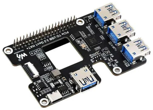 Alt view image 3 of 3 - Raspberry Pi 5 PCIe To USB Free drive HUB 3.2 Gen1 Free drive Adapter plate