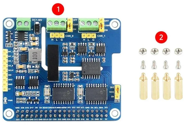 Main image of Raspberry Pi 2-Channel Isolated CAN Bus Expansion Solution Built-In Multi Protections HAT Dual Chips For Raspberry Pi 5/4B/3B