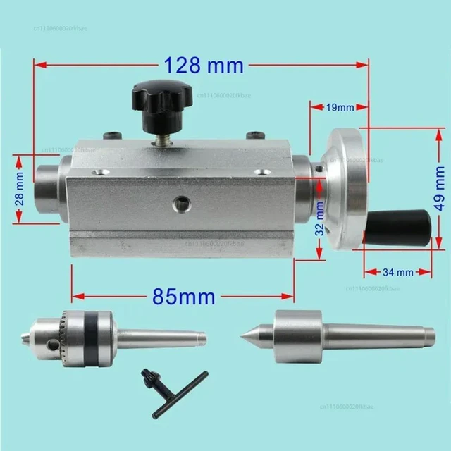 Main image of DIY micro lathe tailstock slider tailstock assembly + B12 drill chuck + live beads machine spindle set
