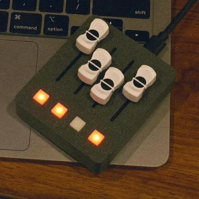 Alt view image 3 of 3 - For EM-PO2 MIDI Controller 4 Faders + 4 Buttons for Digital Audio Workstation Music Production & Streaming Control