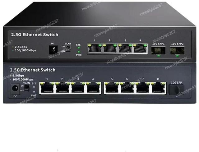 Main image of Unmanaged Ethernet switch 10g SFP uplink 4 port 2.5g network switch, supports 2 spf VLAN