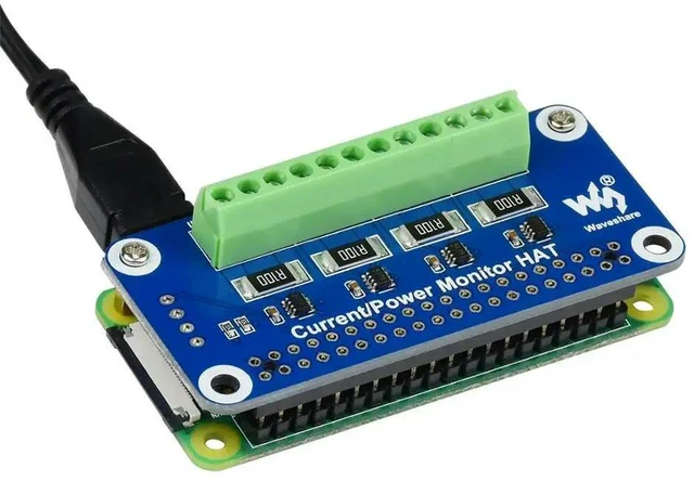 Alt view image 2 of 3 - Waveshare 4-ch Current/Voltage/Power Monitor HAT for Raspberry Pi, I2C/SMBus Interface