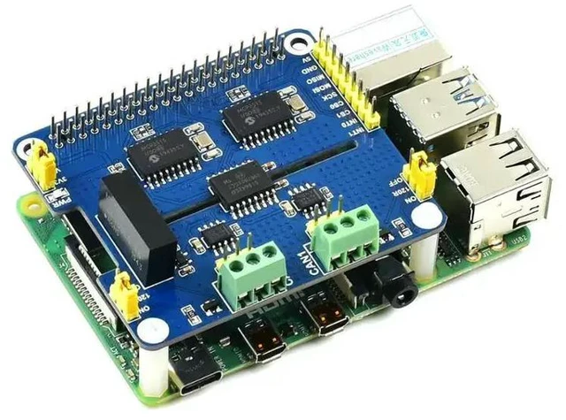 Alt view image 3 of 3 - Waveshare 2-Channel Isolated CAN Expansion HAT for Raspberry Pi, Dual Chips Solution, Canbus for Raspberry Pi 5/4B/3B