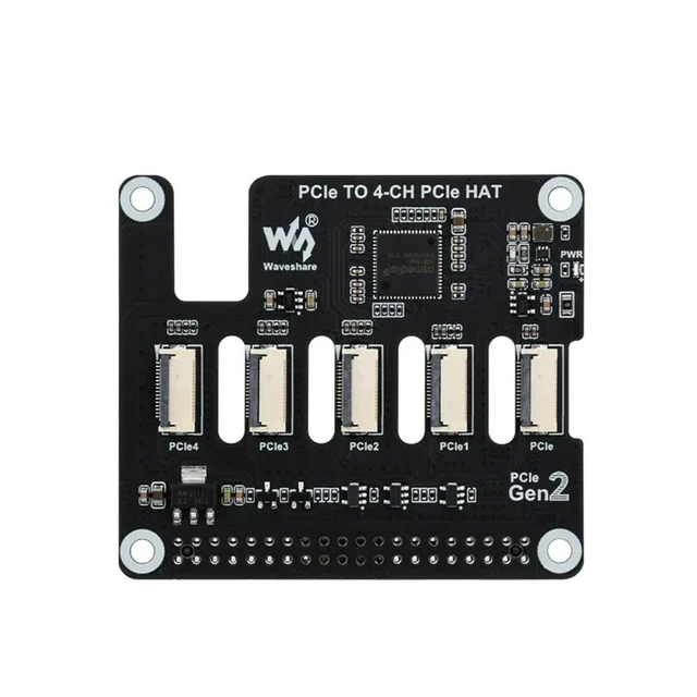 Alt view image 2 of 3 - Waveshare PCIe TO 4-CH PCIe HAT Raspberry Pi 5 PCIe to 4-CH FFC Expansion Board PCIe HAT Module Pi5 4 Channels