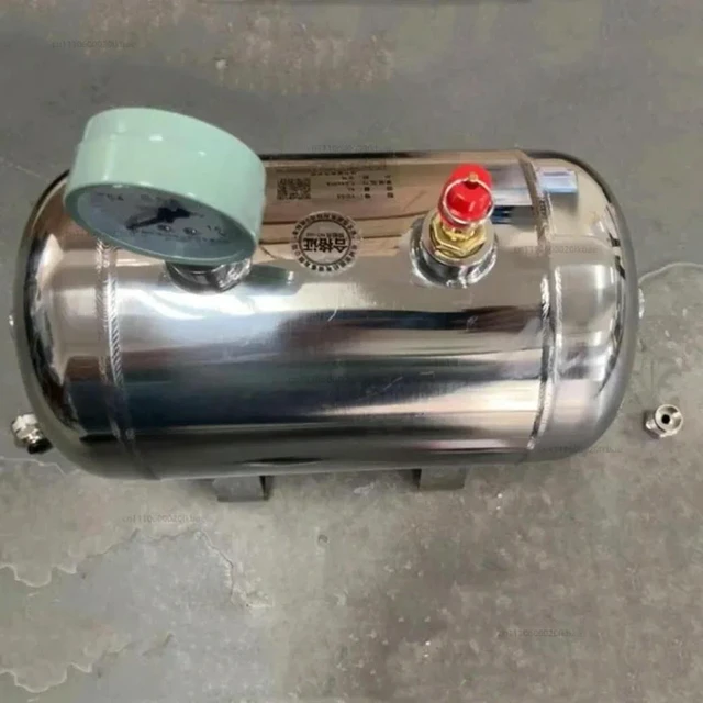 Alt view image 3 of 3 - Air compressor pressure box buffer tank, G1/4 interface, 5L 304 stainless steel air tank