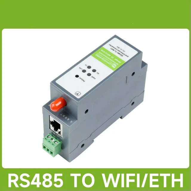 Main image of Waveshare Rail-Mount Serial Server RS485 to /Ethernet Module Modbus MQTT Gateway 5 ~ 36V DC, Screw Terminal WPA-PSK