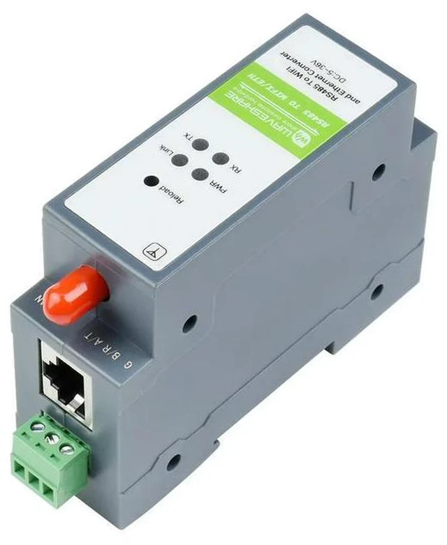 Alt view image 3 of 3 - Waveshare Rail-Mount Serial Server RS485 to /Ethernet Module Modbus MQTT Gateway 5 ~ 36V DC, Screw Terminal WPA-PSK