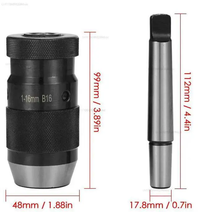 Alt view image 2 of 3 - B16 Drill Lathe, Keyless, 1-16mm, MT2-B16, Arbor, Self-Adjusting Chuck