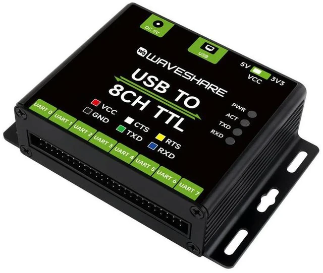 Alt view image 2 of 3 - Waveshare Industrial USB TO 8CH TTL Converter, USB to UART, Multi Protection Circuits, Multi Systems Support, USB To TTL Adapter
